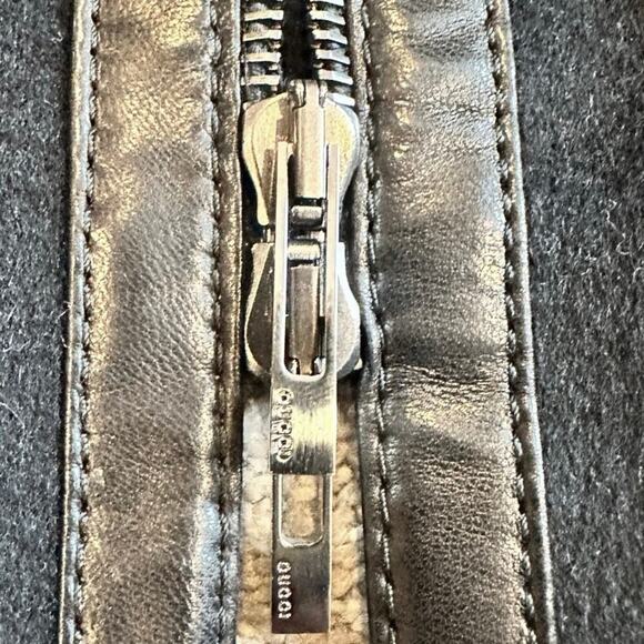 Gucci Y2K Tom Ford 2002 Runway Leather Trim Cashmere Zip Cape Black Size 44 M/L - Picture 9 of 13